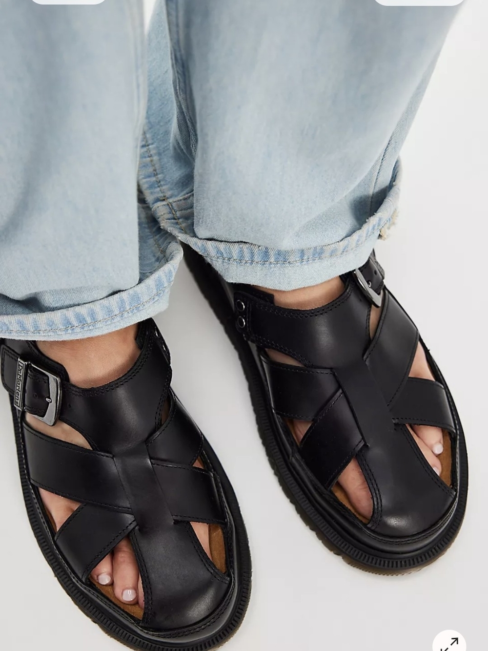 Dr. Martens Black Leather Crossover Fisherman Sandals